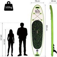 HOMCOM 10Ft Inflatable Surfing Board With Paddle Fix Bag Air Pump Fin Backpack Green, Green