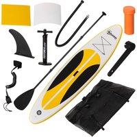 Outsunny 10Ft Inflatable Paddle Stand Up Board Adjustable Paddle Non-Slip Deck White, Yellow, Black, White