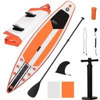 Outsunny 10' Inflatable Paddle Stand Up Board - White, White