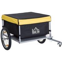 HOMCOM Bicycle Bike Cargo Trailer Cart Carrier Shopping Yellow And Black, Black