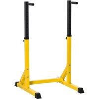 HOMCOM Dip Station Chin Up Parallel Bars Pull Up Power Tower Home Gym Workout Yellow, Yellow