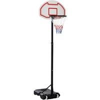 HOMCOM 155-210cm Height Adjustable Basketball Stand Backboard Portable With Net White, White