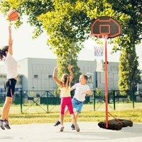 HOMCOM Adjustable Basketball Hoop Backboard - Black, Black