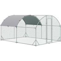 PawHut D51-321V01 Galvanised Chicken Coop With Cover, Silver