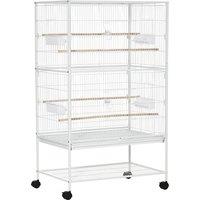 PawHut Large Bird Cage Budgie Cage For Finch Canaries Parrot With Stand - White, White