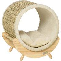 PawHut Cat Shelter With Soft Cushion - Khaki