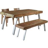IH Design Retro Wood & Metal Large 6-8 Seater Dining Table, Brown