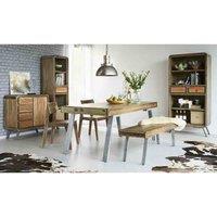 IH Design Retro Wood & Metal Medium 4-6 Seater Dining Table, Brown