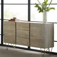 IH Design Large Sideboard With Doors And Drawers Dallas Light Mango Wood, Brown