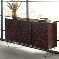 IH Design Large Sideboard With Doors And Drawers Dallas Dark Mango Wood, Brown