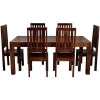 IH Design Dakota Mango Wood Large 6-8 Seater Dining Table 6Ft 180Cm , Brown