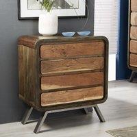 IH Design Retro Metal & Wood 4 Drawer Chest, Brown