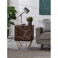 IH Design Side Table Dallas Dark Mango Wood, Brown