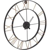 IH Design Large Industrial Style Clock Lincoln Metal, Black