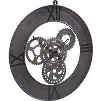 IH Design Large Industrial Style Clock Factory Metal, Black