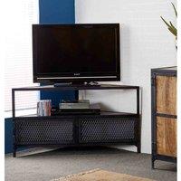 IH Design Vintage Upcycled Industrial Wood Corner TV Unit, Brown