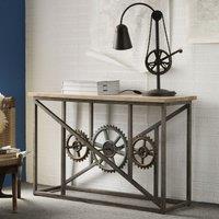 IH Design Urban Industrial Console Table With Wheels, Brown