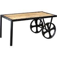 IH Design Upcycled Industrial Vintage Mintis Cart Coffee Table, Brown