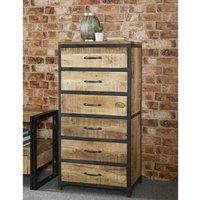 IH Design Upcycled Industrial Vintage Mintis Tall Chest Of Drawers, Brown