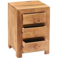 IH Design Dakota Light Mango Wood 3 Drawer Bedside Cabinet, Brown