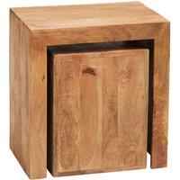 IH Design Dakota Light Mango Wood Cubed Nest Of 2 Tables, Brown