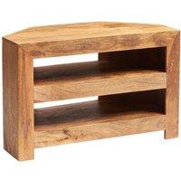 IH Design Dakota Light Mango Wood Corner TV Cabinet, Brown