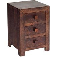 IH Design Dakota Mango Wood 3 Drawer Bedside, Brown