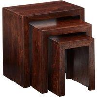 IH Design Dakota Mango Wood Nest Of 3 Tables, Brown