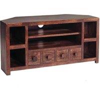 IH Design Dakota Mango Wood Corner TV Unit, Brown