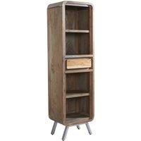 IH Design Retro Wood & Metal Slim Bookcase, Brown