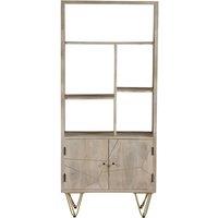IH Design Multi Shelf Bookcase With Doors Dallas Light Mango Wood, Brown