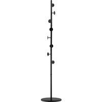 HOMCOM Steel Coat Stand Rack Marble Base 8 Hook For Living Room Entryway Black, Black