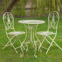 Ascalon Design Blaisdon Wrought Iron Bistro Set, Cream