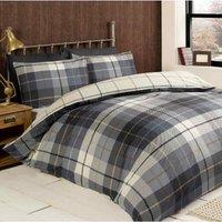 Rapport Home Lomond Check Flannelette Duvet Set Blue Double, Blue