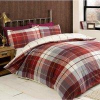Rapport Home Lomond Check Flannelette Duvet Set Red Double, Red