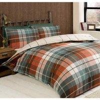 Rapport Home Lomond Check Flannelette Duvet Set Terracotta Single, Orange