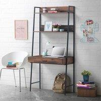 Abbey 3 Tier Rustic Ladder Desk And Shelving Unit, Brown