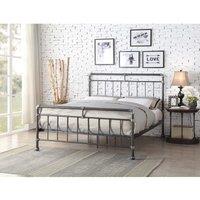 Flintshire Cilcain Metal Bed Frame 4Ft 6 Double Black Silver, Multi