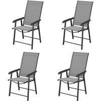 Livingandhome Set of 4 Garden Folding Chair - Black