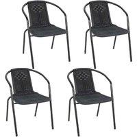 Livingandhome Set of 4 Garden Patio Stacking Chairs - Black