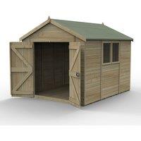 Forest Garden Timberdale T&G Pressure Treated 10x8 Apex Shed - Double Door