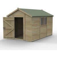 Forest Garden Timberdale T&G Pressure Treated 12x8 Apex Shed, Brown