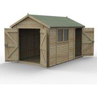 Forest Garden Timberdale T&G Pressure Treated 12x8 Reverse Apex Shed - Double Door - Combo