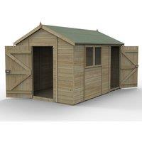 Forest Garden Timberdale T&G Pressure Treated 12x8 Reverse Apex Shed - Combo, Brown