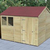 Forest Garden Timberdale T&G Pressure Treated 10x8 Reverese Apex Shed, Brown
