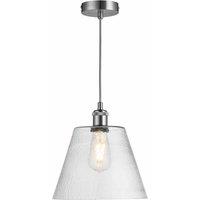 Nielsen Valentino Glass Cone Industrial Style Pendant Light And Vintage Satin Silver Lamp Holder, Clear