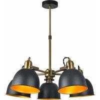 Nielsen Braies 5 Light Industrial Chandelier In A Matt Black And Antique Brass Finish, Black