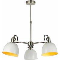 Nielsen Braies 3 Light Industrial Chandelier In Matt White And Satin Nickel Finish, White