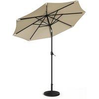 LivingandHome Living and Home 3M Garden Parasol Sun Umbrella with 24 LED Lights and Base - Beige