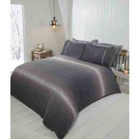 Rapport Home Double Diamante Teddy Duvet Set - Grey, Grey